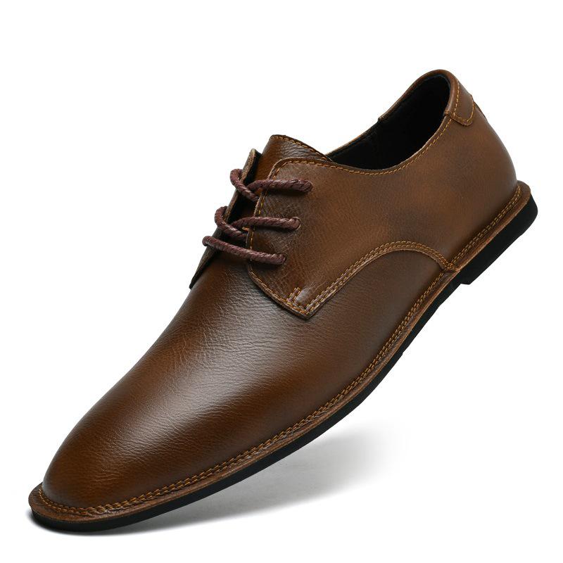 Men s Large Retro Pointed Toe Leather Loafers - Casual Slip-on Moccasins & Driving Shoes 41