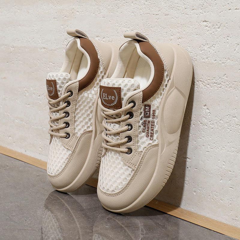 

Mesh little white shoes women s 2025 new summer breathable casual shoes popular fashion versatile dad shoes sports mesh shoes 40 коричневый