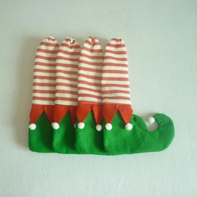 4pcs Christmas Decorations Shoes Stockings Chair Table Furniture Floor Protector Foot Leg Cover