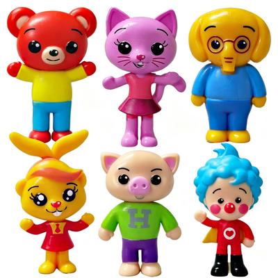 6pcs/set Figure Kids Cartoon Figurine Ornament Non-Toxic Material Children Birthday Gift Desktop Collectible Toy