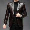 Giacche Autentiche da Uomo Autunno Giacche in Pelle Business da Uomo Blazer da Uomo Nuovo Stile Slim Sottile Trend Cerniera Giacche in Pelle