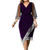 2026 Gold Velvet Irregular Sequin Sheer Mesh Women's Dress