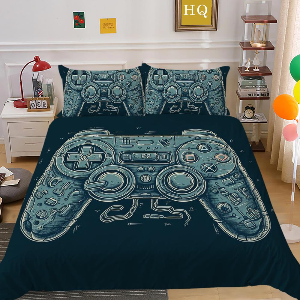 Set da letto 3D con stampa di console di gioco per la casa, moda ragazzo, copriletto taglia singola, set copripiumino, poliestere, tessili per la casa