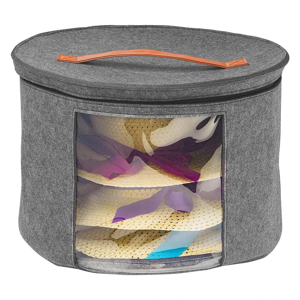 Hat Storage Box Foldable Pop Up Clothes Scarf Children's Toys Dustproof Organizer Case Portable  Adjustable Shoulder Strap