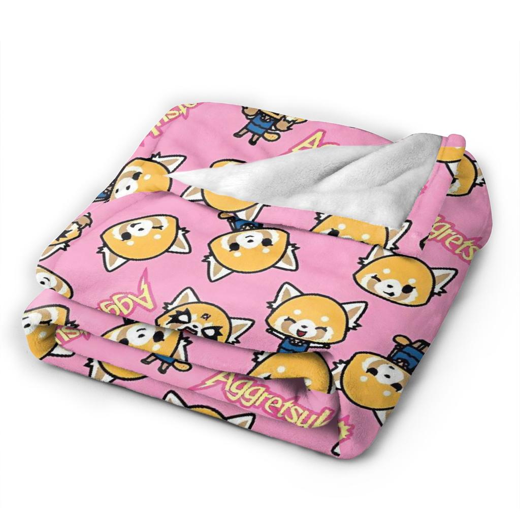 Aggretsuko Soft Warm Blanket  Girls Boys Plush Throw Blanket Print Bedroom Flannel Bedspread Sofa Bed Cover
