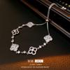 Adjustable Zircon Flower Bracelet Women Elegant Floral Design Tone Fashionable Daily Wear Jewelry