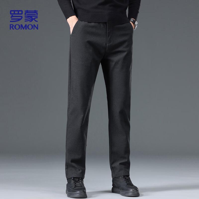ROMON Men's Elastic Wrinkle-Free Business Casual Straight Leg Pants