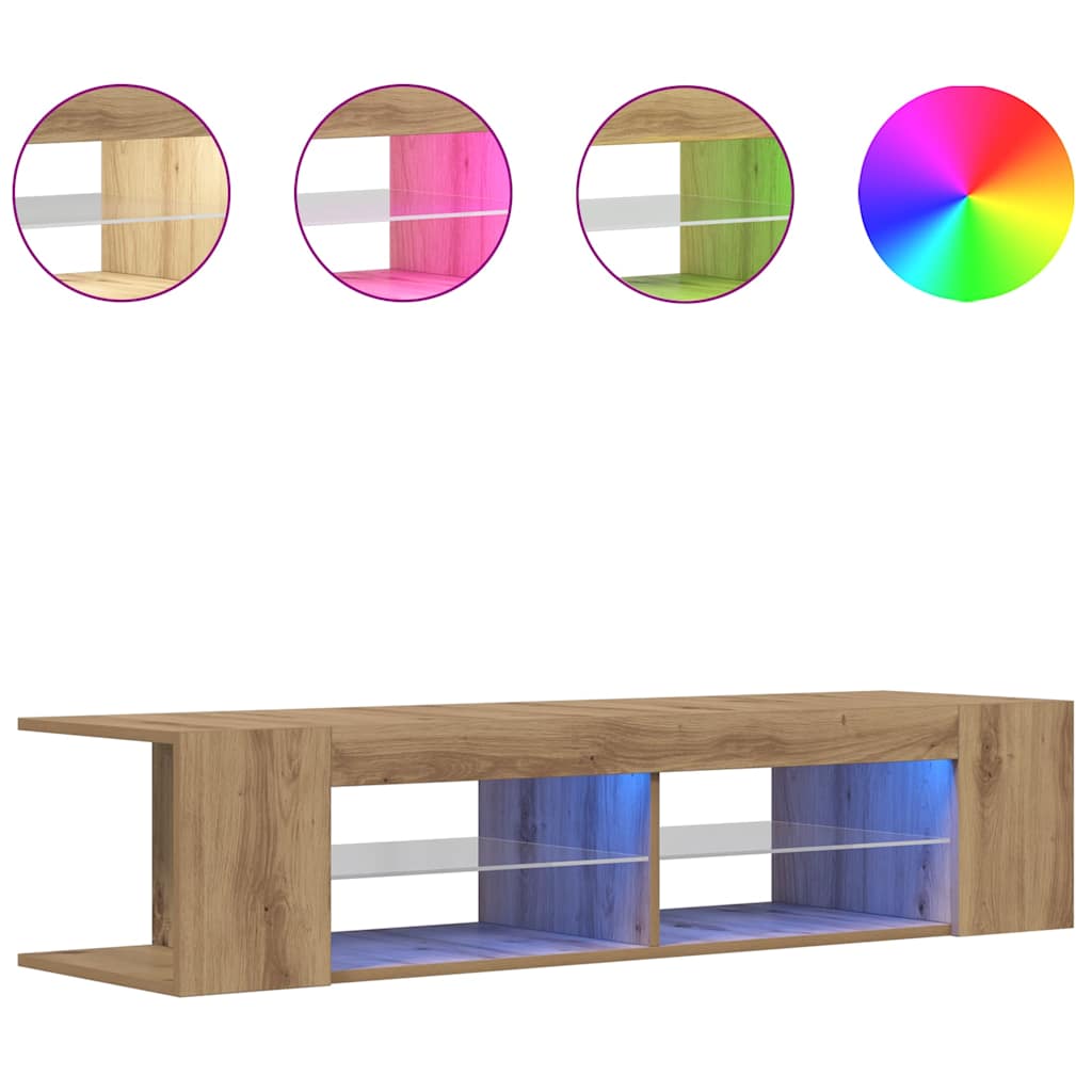 Vidaxl Szafka Pod Tv Z Oświetleniem Led, Dąb Artisan, 90X39X30 Cm