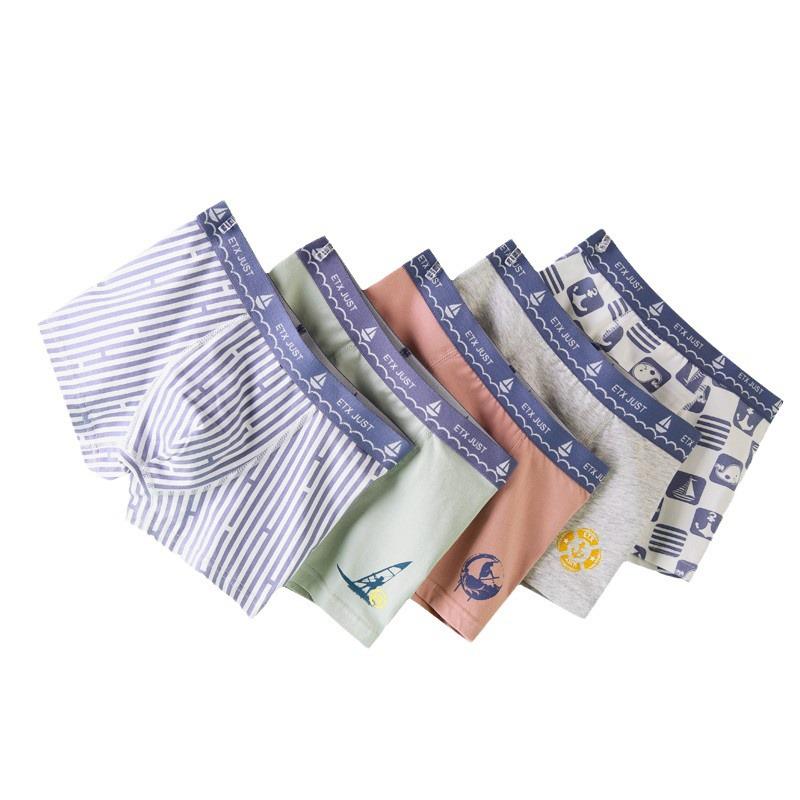 Boys' Cotton Boxer Briefs, Class A Medium & Large, Teen & Student Underwear, Four-Cornered Design, GB115 116