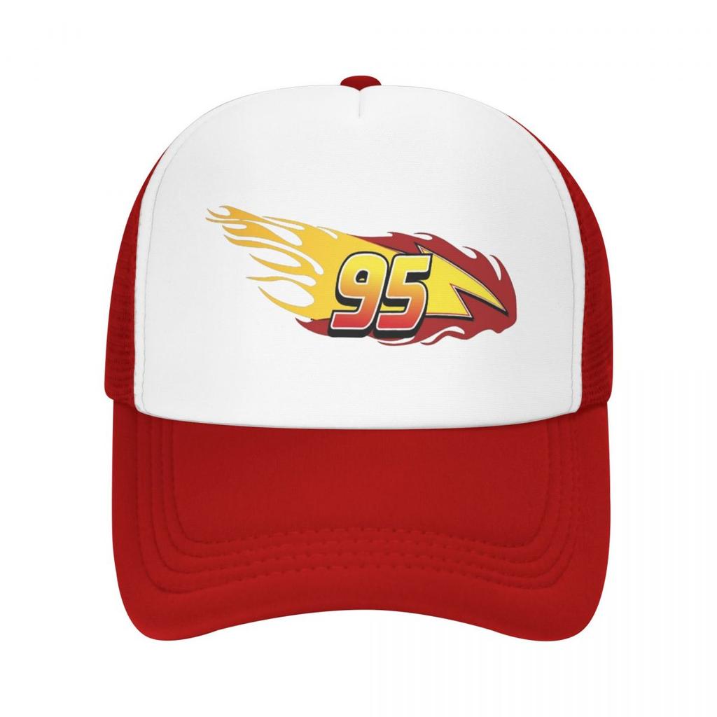Lightning Mcqueen Number 95 Fire Sally Mesh Caps Merch for Men Women Adjustable Snapback Mesh-Back Summer Breathable Hats