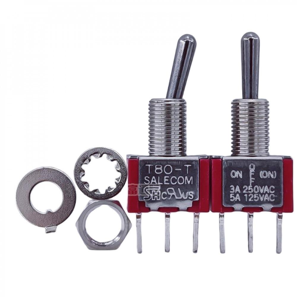 2PCS T8014B-SECQ Toggle Switch Self-Locking Type 125V AC 5A/250V AC 3A 3 Gears 3 Pins Reset Toggle Switch