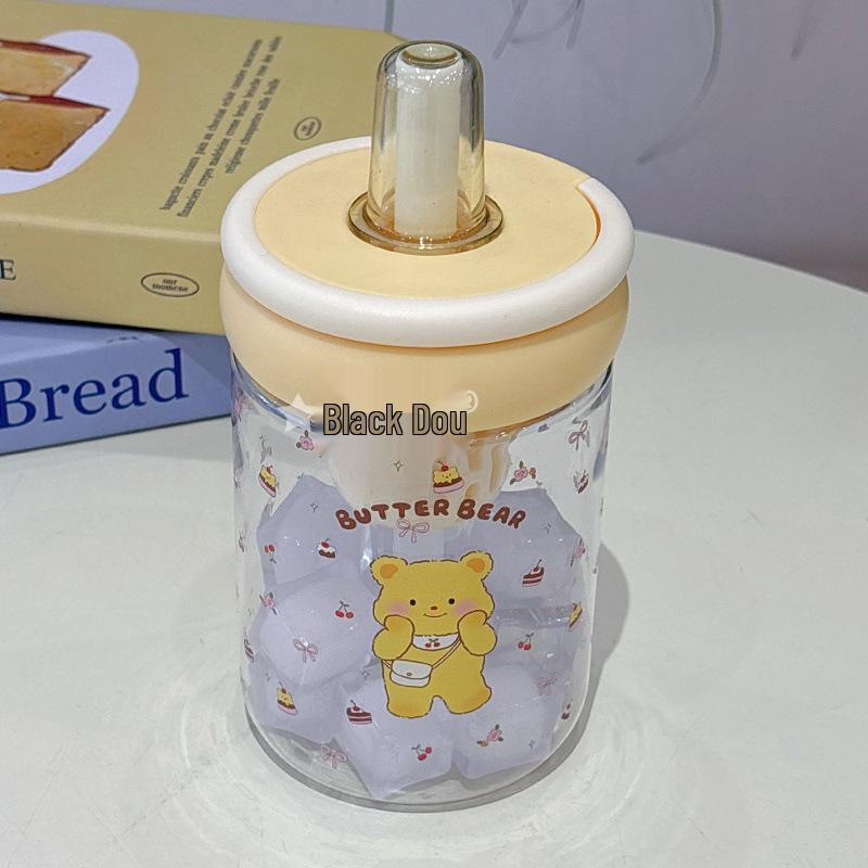

Cartoon Cute Bear Straw Water Cup for Girls - Large Capacity, Trendy Design 600ml