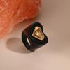 GEMCHIC Women's Colorful Heart Resin Ring with Gold Accent, Adjustable Stainless Steel Fashion Jewelry for Daily Wear