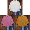 Womens Ice Silk Crinkle Polyester Shirt With Ruffled Trim Paneling For Elegant Office Wear