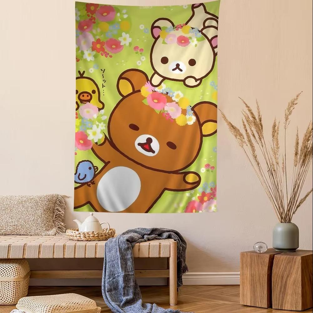 New Cute Rilakkuma and Friends Tapestry - Cozy Cartoon Decor for Kids Room, Adds Joy, Comfort, and Playful Charm Home Tapestry