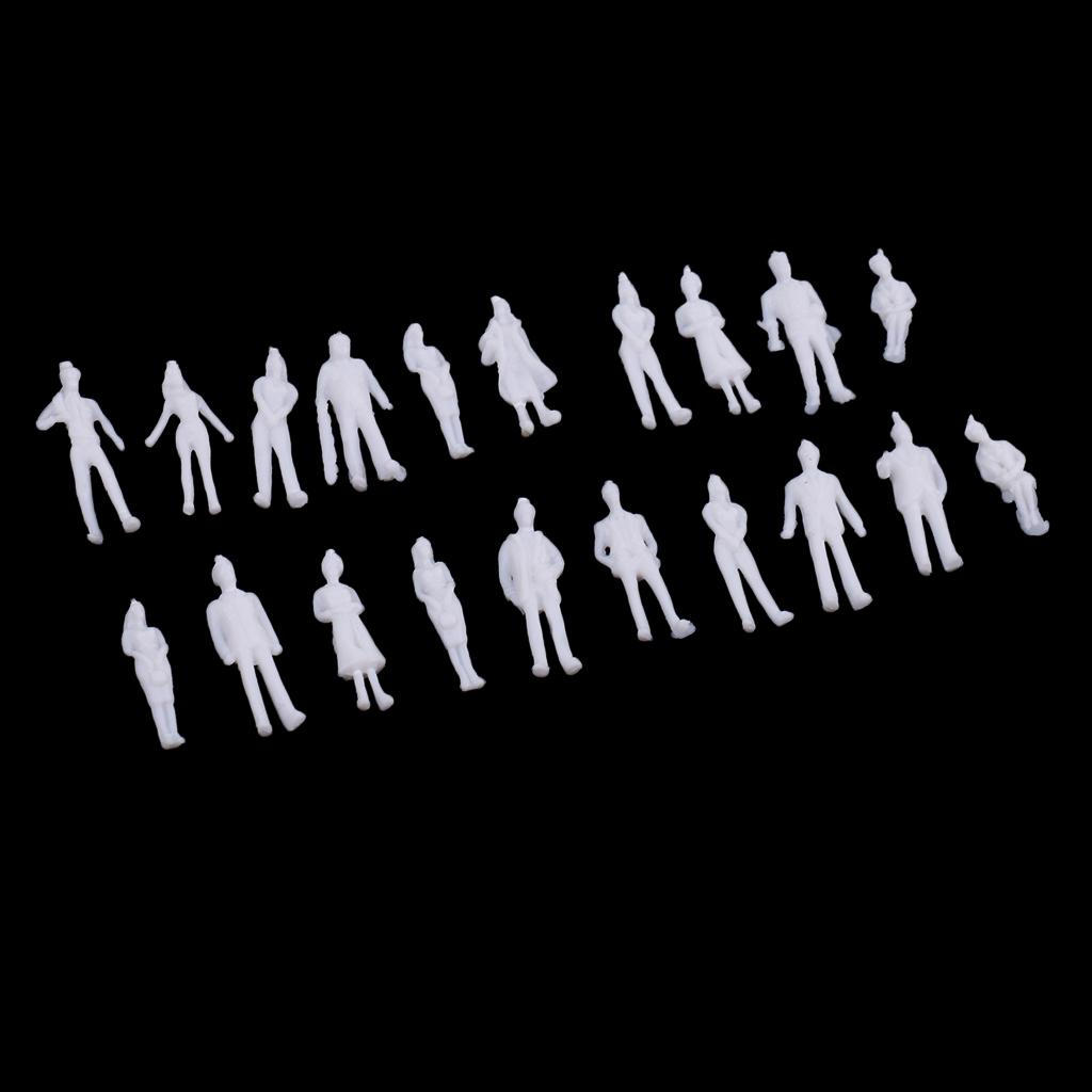 

20Pcs 1/100 HO Scale Unpainted Model People Miniature Figures Architectural Human Scene