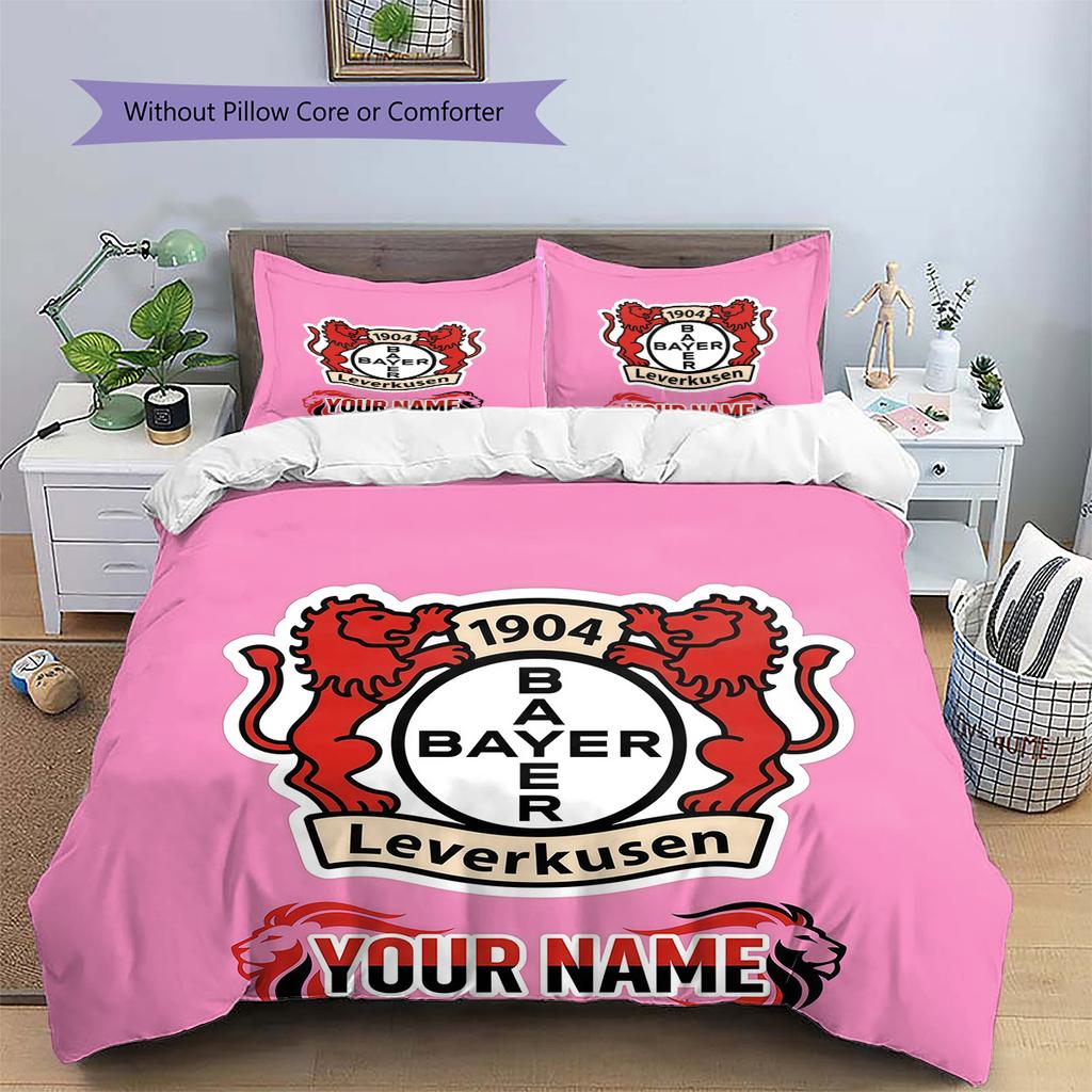 Custom Name Bayer 04 Leverkusen2 Pattern Bedding Quilt Set  Home Decoration  Gift (1 * Duvet Cover + 2 * Pillowcase  Without Core)