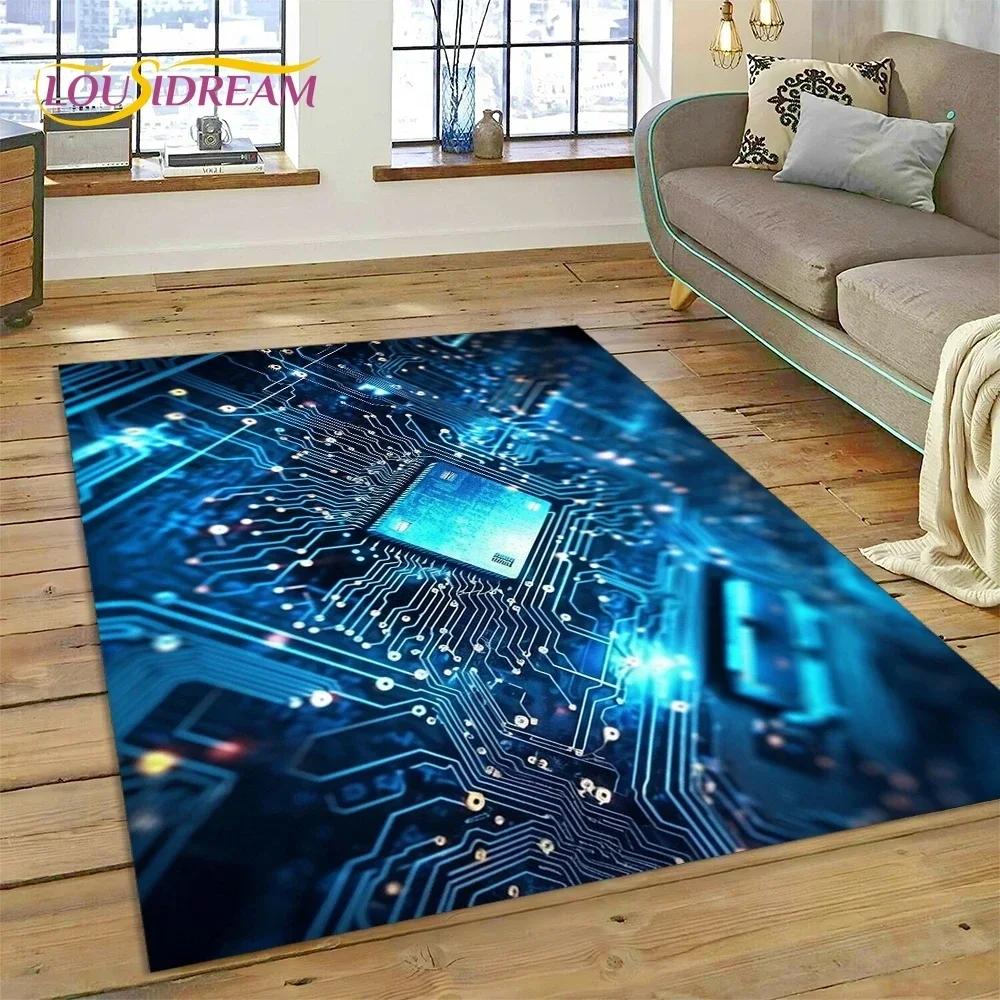 PCB Circuit Board 3D Chip CPU Carpet Rug for Bedroom Living Room Home Sofa Decoration,Children Game Large Decor Floor Mat Gift