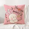 Cute Bunny Easter Cushion Cover Natural Linen Organic Fabric Double-Sided Printing Sofa Home Decor Gift Pillow Cover