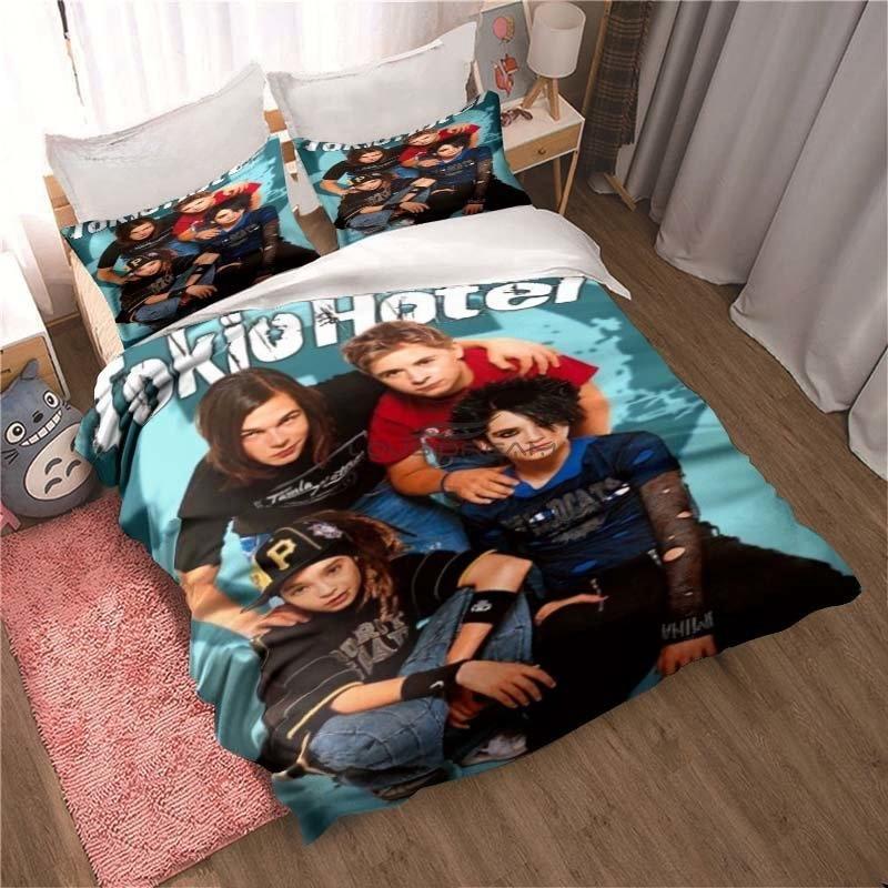 Neues Tokio Hotel Bettwäsche-Set 3D-Druck Mode Rockband Heimdekoration Junge Mädchen King Size Bettwäsche-Set Bettbezug Kissenbezug