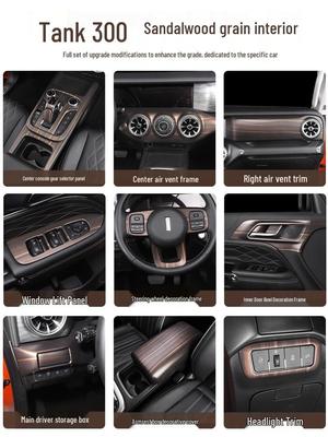 Tank 300 Interior Wood Grain Decorative Stickers for Console, Gear Shift, Air Outlet, and Steering Wheel