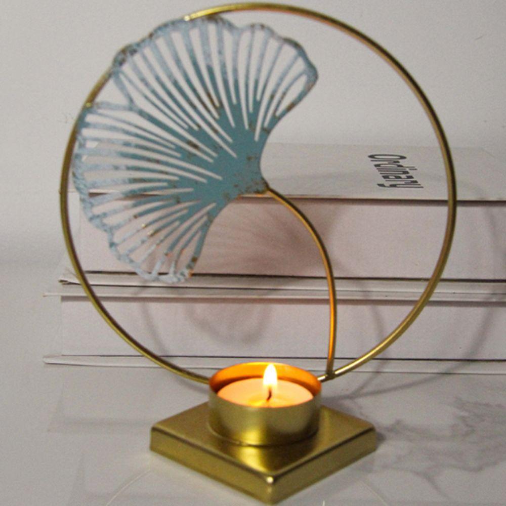 Iron Crafts Leaves Candlestick Ornament Decorative Metal Tealight Holder  Coffee Table