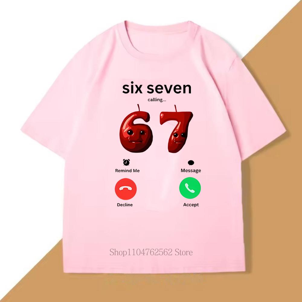 Sechs Sieben Grafikdruck T-Shirts Sommer Damen Unisex Lässig Mode Kurzarm Tops Streetwear Lustige Oversize Rundhals T-Shirts