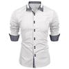 Fashionable Men's Spring Autumn Men's Plaid Color Matching Slim Casual Shirt Long Sleeved Shirt