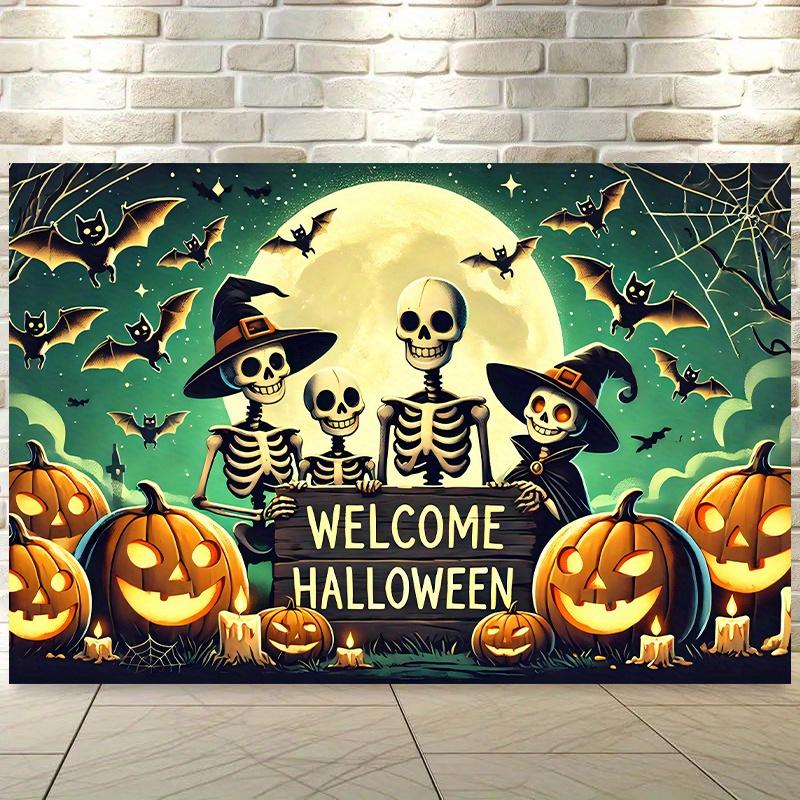 Polyester fabric background wall fabric for Halloween skull and pumpkin party, suitable for outdoor decoration
