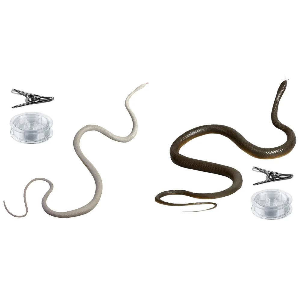47.2 Inch Funny Large Realistic Rubber Snake Prank with String Clip Fake Snake Model Halloween Tricky Toy for Garden Kids Toys