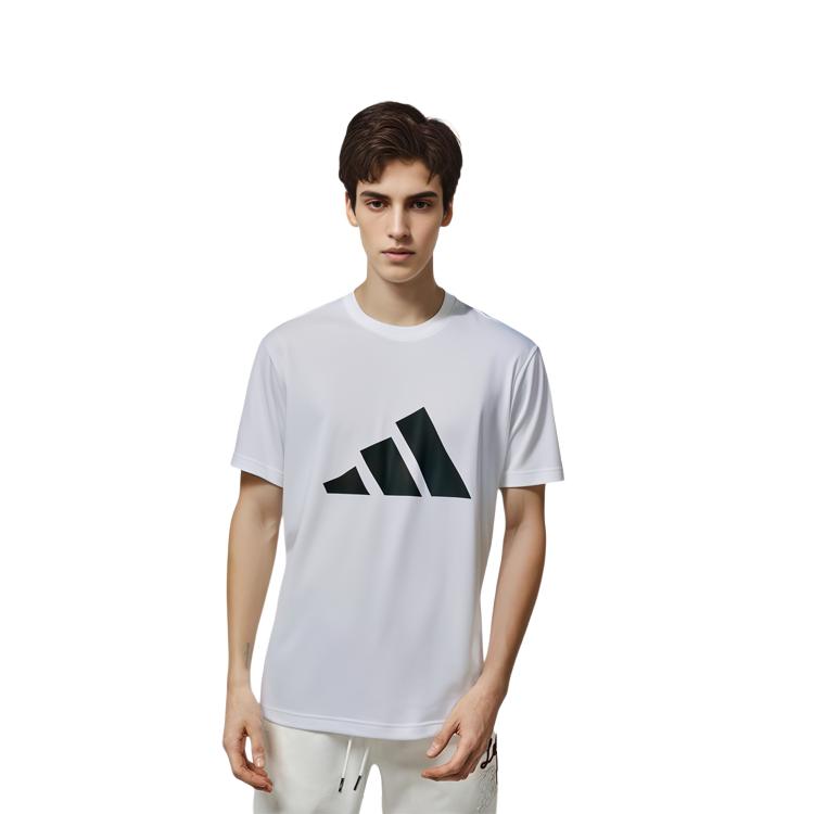 Adidas T Shirts Men's White Crew Neck Moderate Straight Fit H46558