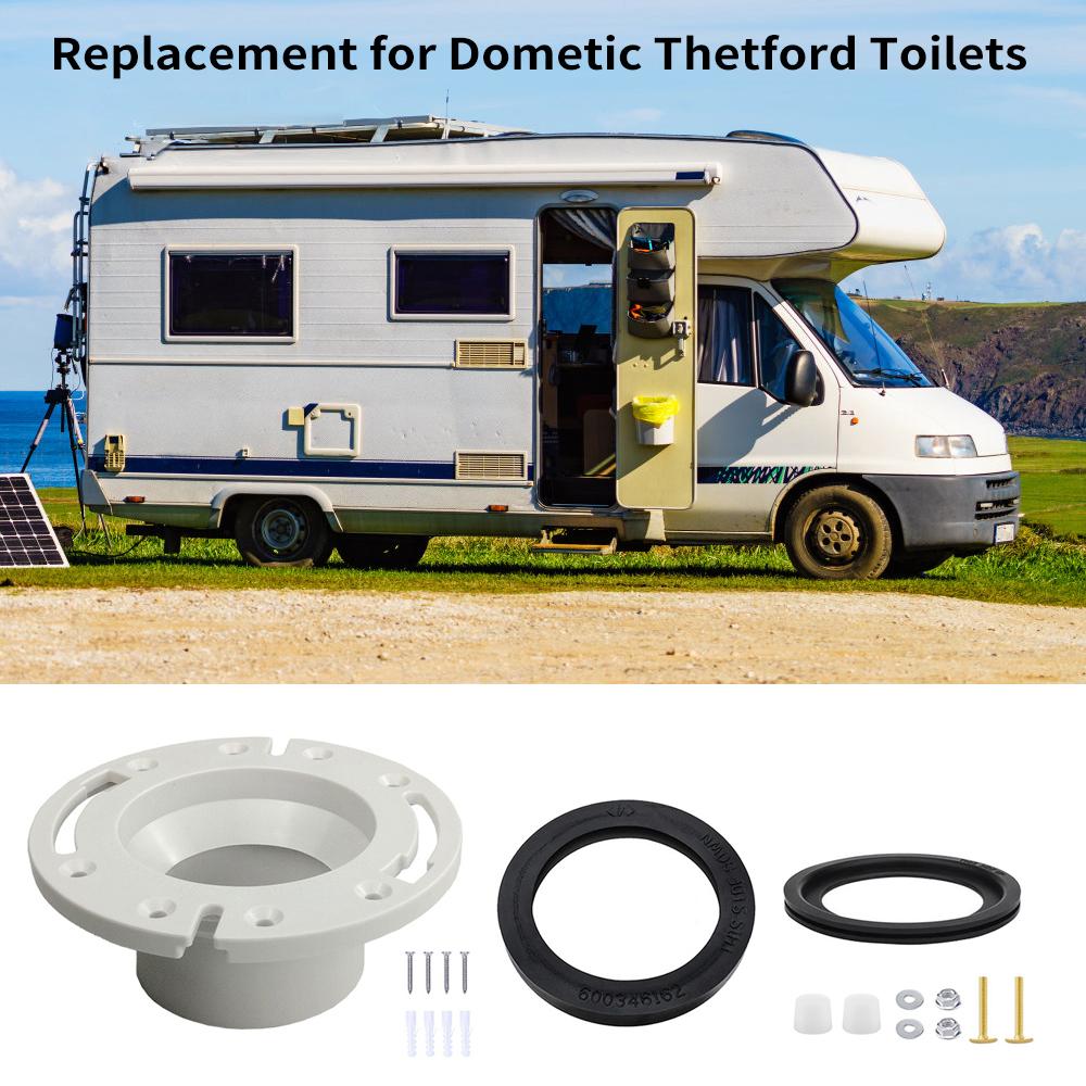 RV Toilet Seal and Socket RV Toilet Flange Kit Replacement for Dometic Thetford RV Toilets Replaces 385345892 Flange, 3