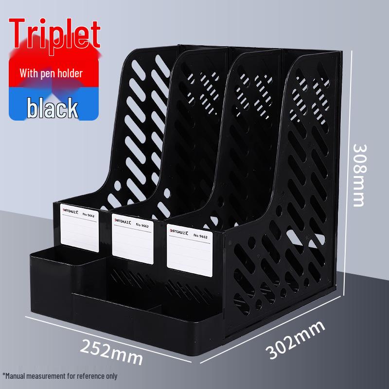 Three-Column Office File Rack: Multi-Layer Thickened Organizer for Study Supplies and Archive Folders