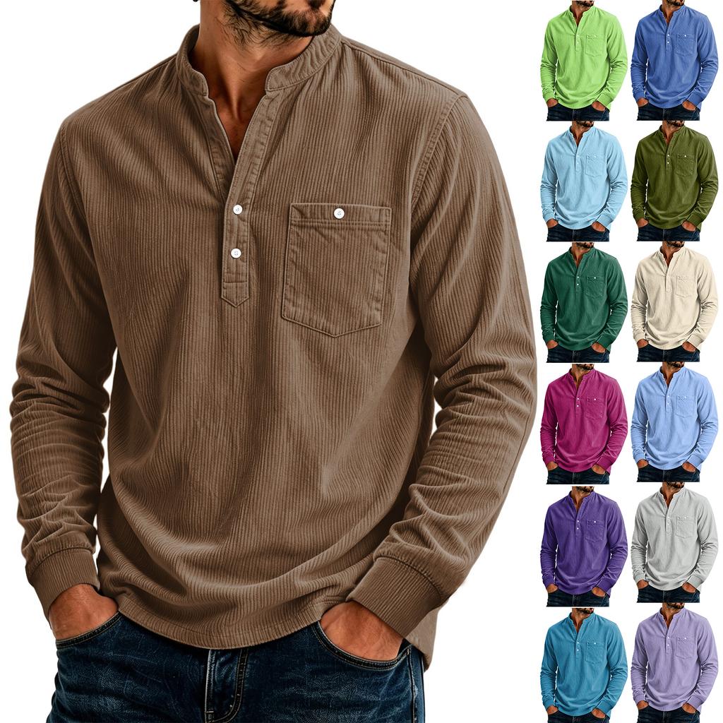 Top casual da uomo a tinta unita, vestibilità larga, con tasche