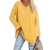Damen Lockeres Langarm V-Ausschnitt Strickoberteil Große Plus Size Oberteile Damen Frühling Sommer Einfarbiges Oberteil Langarm V-Ausschnitt
