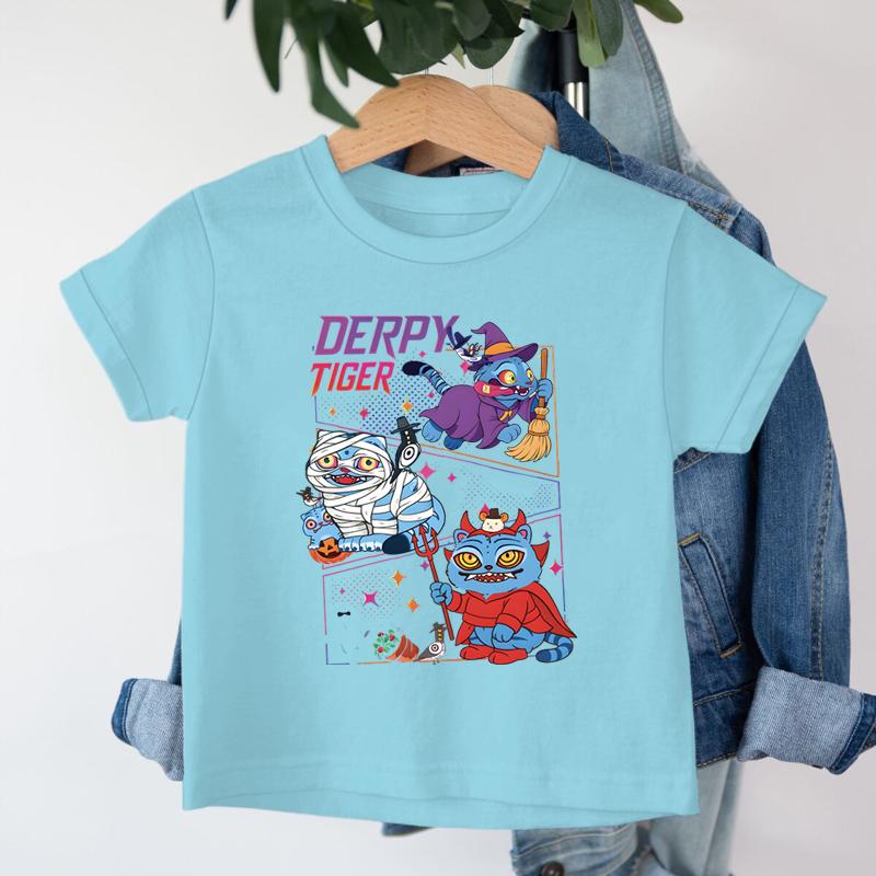 Halloween Tiger Derpy T Shirt Kids Kpop Demon Hunter Merch Tee Top Kids  AnimeGraphic Tees Girls Boys Funny Halloween Clothes
