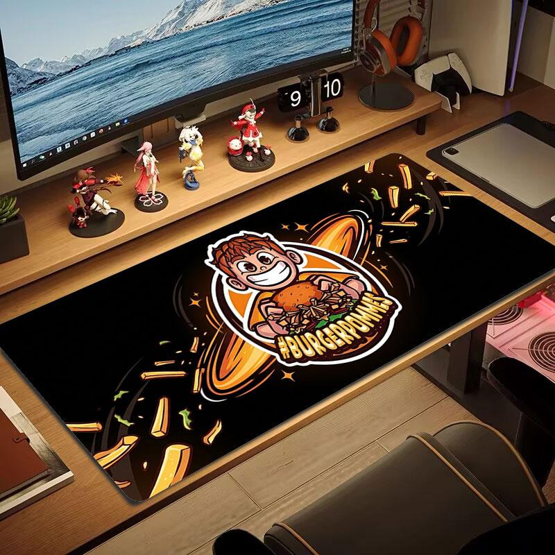 Burger Fries Fun Large Size Mouse Pad Large Gaming Table Cushion Nonslip Laptop Tablet Big Mousepad Xxl Mat Mini Pc Playmat With Lock Edge