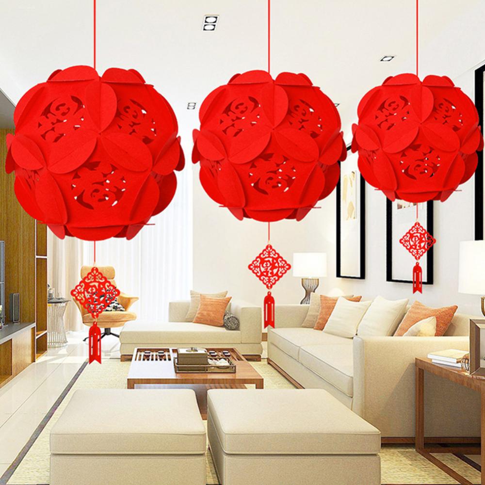 Chinese New Year Lantern Spring Festival Non-woven Fabric Hanging Chinese Lantern Festive Party DIY Home Decoration Red Lantern