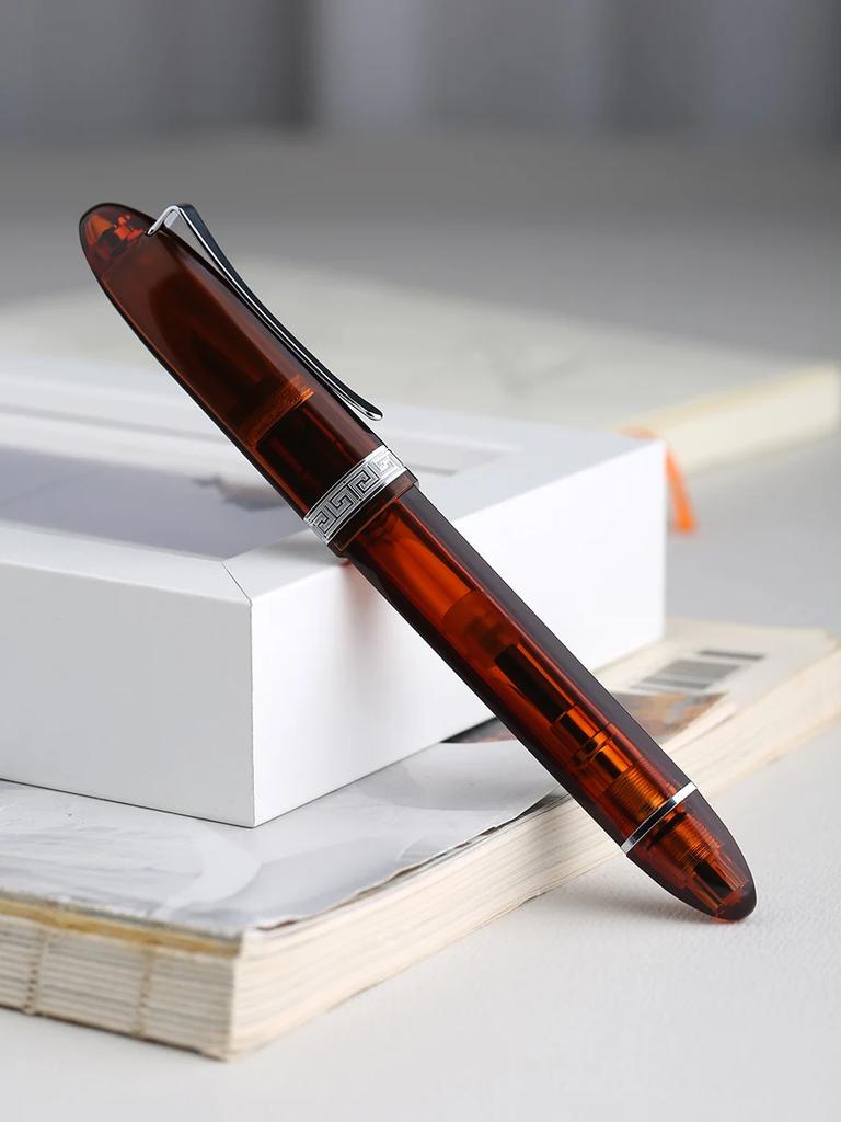 Limited Color Majohn V60 Transparent Triangular Piston Resin Fountain Pen Writing Pen School Business Stationery Supplies Gift