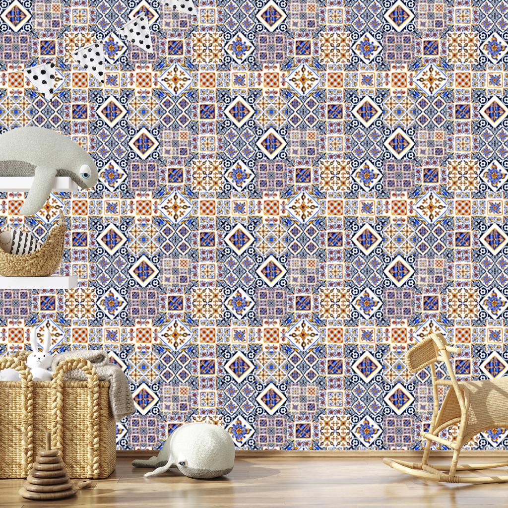 Wallpaper wall oriental mosaic pattern and tiles for living room and bedroom 50x1000