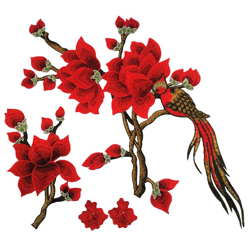1 Set Applique Repair DIY Patches For Jeans Hat Embroidered Magnolia Bag Clothes Fabric Stickers Embroidery Flower