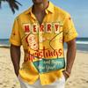 Men's short sleeved shirt, Santa Claus printed short sleeved shirt, European and American holiday casual collar shirt