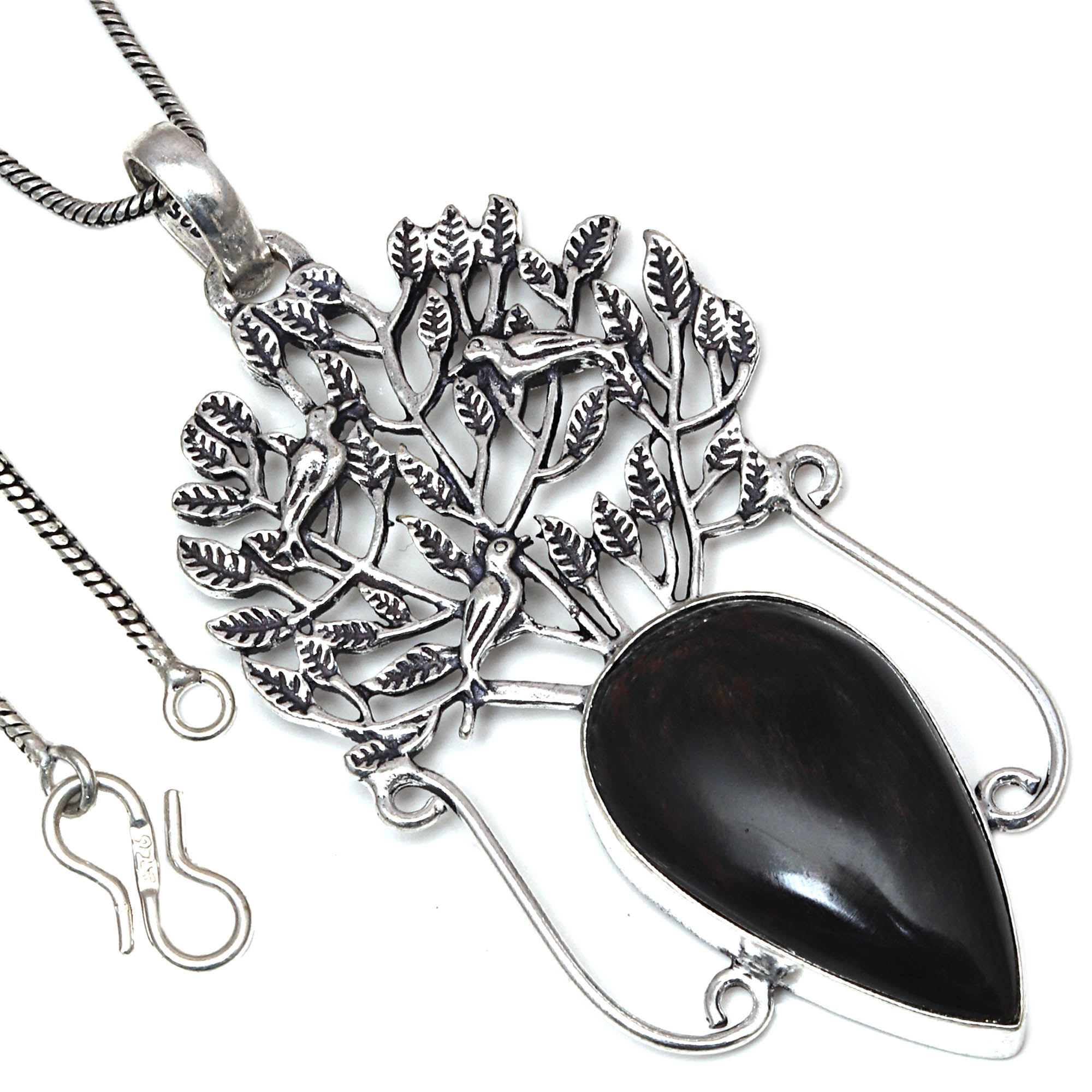 

Pendant Black Spinal Gemstone Handmade Gift For Her Silver Jewelry 3.25