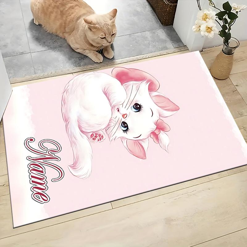 Custom Name Cheshire Cat Hearts Theme Carpet Rug Customizable Soft Washable Anti-Slip Home Living Room Sofa Mats Personalized Rug. 0909416