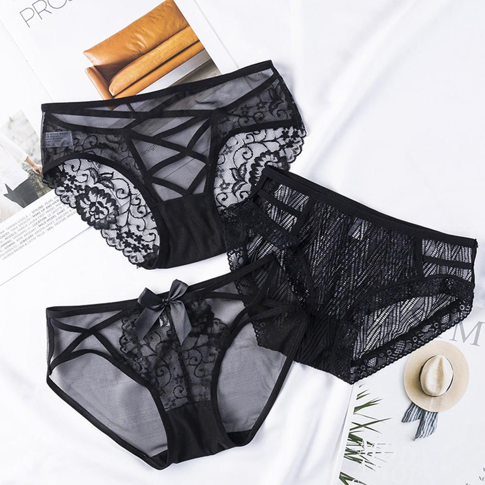 Thin Fashion Mesh Lace Low waist Transparent Briefs Lingerie Sexy Lace Panties