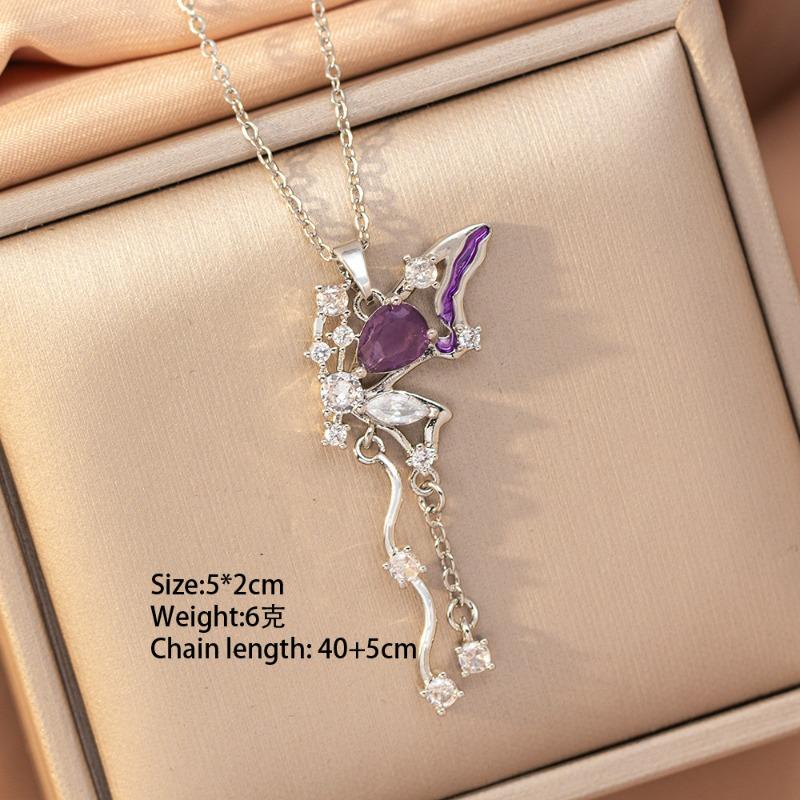 [Titanium Steel] Necklace Women's Copper Micro-inlaid Electroplating Advanced Sense Delicate Clavicle Chain Jewelry