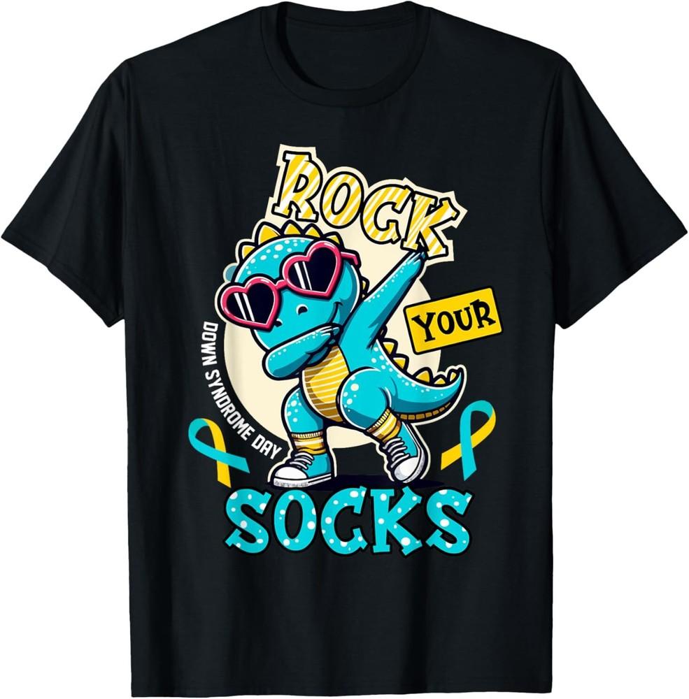 Rock Your Socks Down Syndrome Awareness Day Dinosaur WDSD T-Shirt