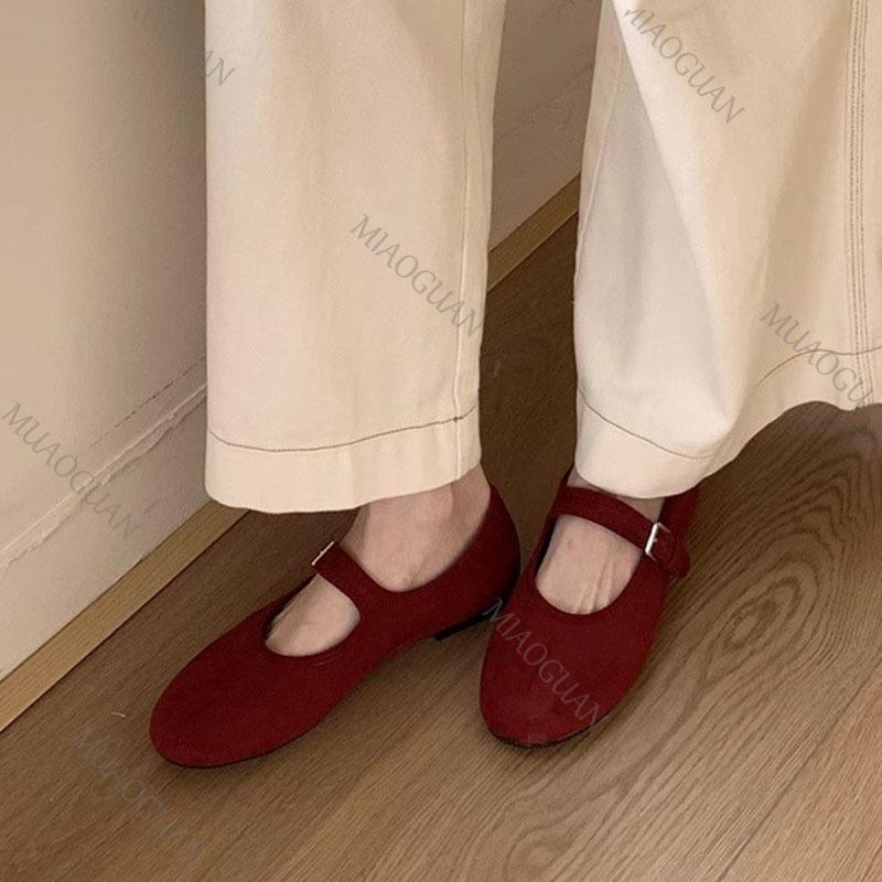 Fashion Shoes for Woman Flats Round Toe Casual Female  Candy Color Retro Mary Jane Shoes New Autumn Solid Flat Bottom Shallow Mouth Flat