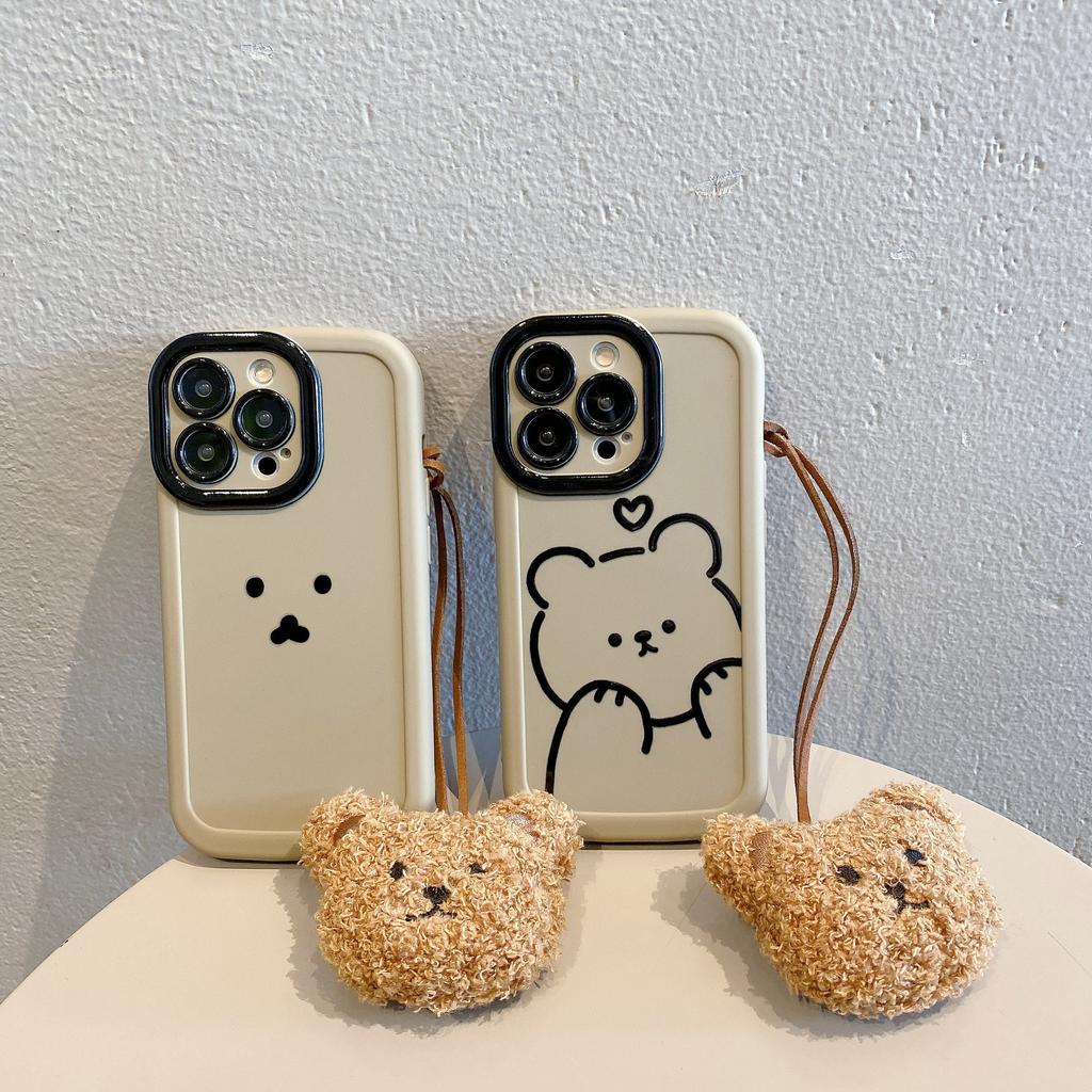 Puff Shell Suitable for Apple 16PRO Cute Emoticon Package Bear Mobile Phone Case IPhone 12 Full Package Anti-fall Soft Case