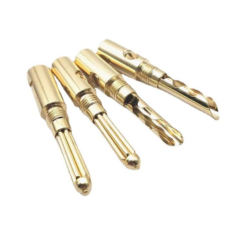 Gold-Plated 4MM Six-Pin Banana Plug, Shell-less Speaker Cable Connector, Audio Solderless Plug